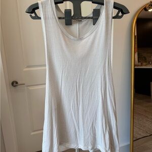 Lululemon Athletica White and Gray Striped Tank Top